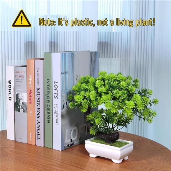 Small Fake Plants Artificial Bonsai Tree for Bookshelf Bathroom Home Décor - Picture 2 of 7